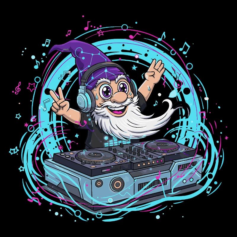 Gnome DJ in neon time