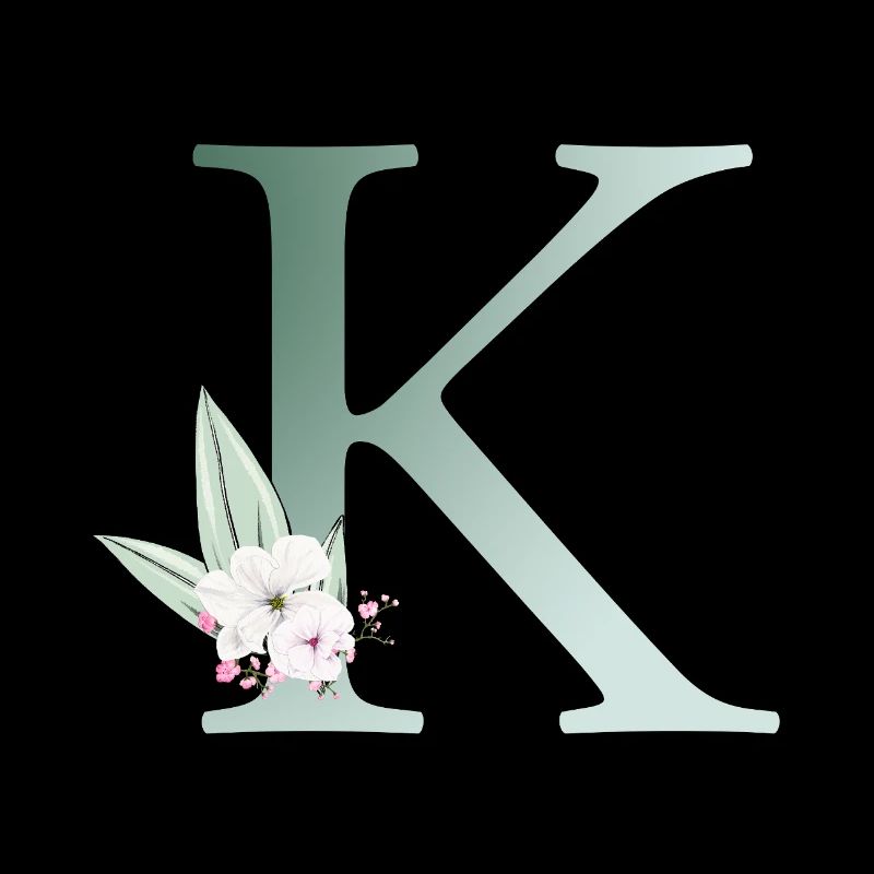 K Monogramm, Floral, personalisierbar