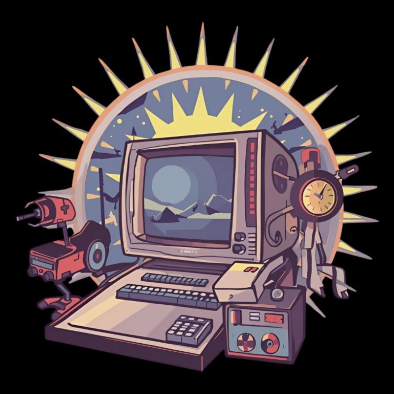 Futuristic computer with retro elements