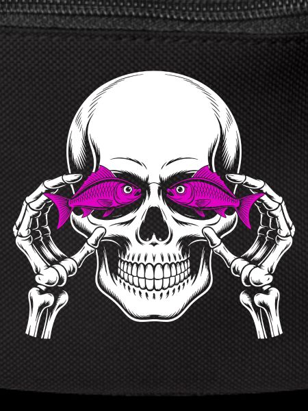 Skull and crossbones with fish