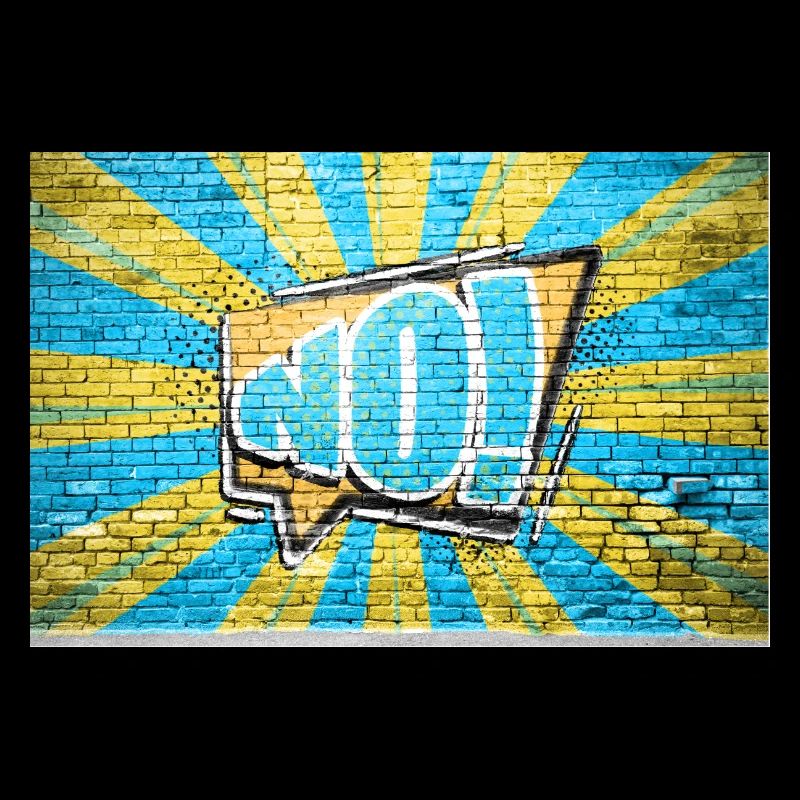 No! Comic Style Bubble Graffiti Lettering on Brick