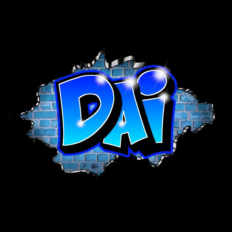 Graffiti DAI Blue Brick Cracks