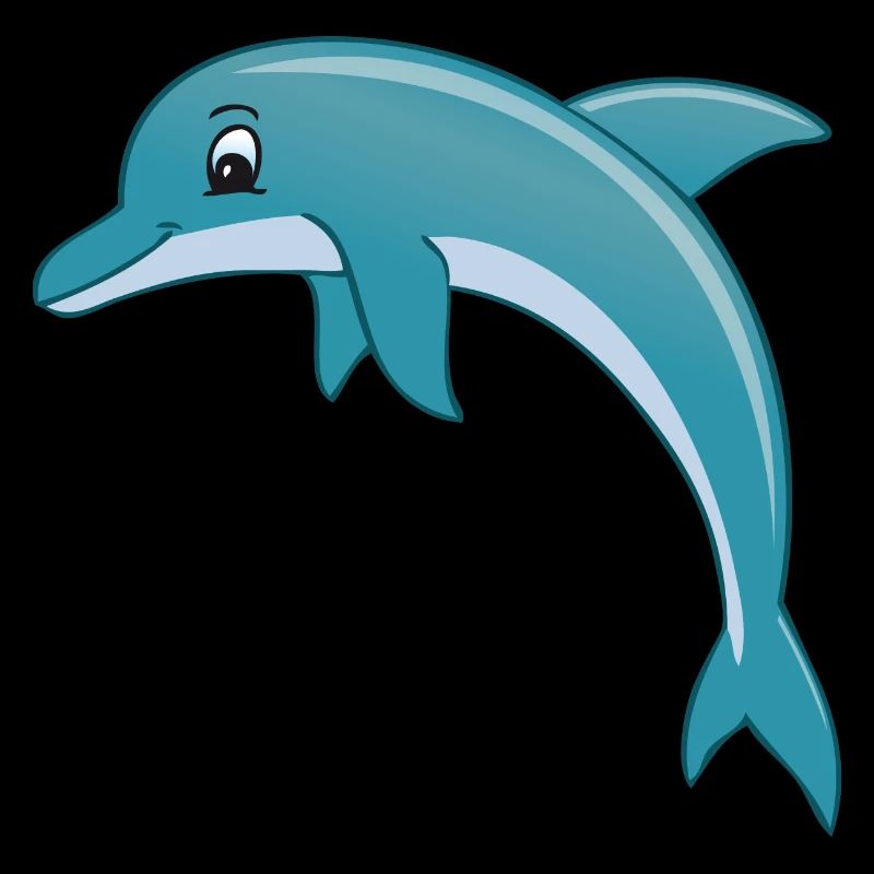 freundlicher Comic Delphin blau,grau