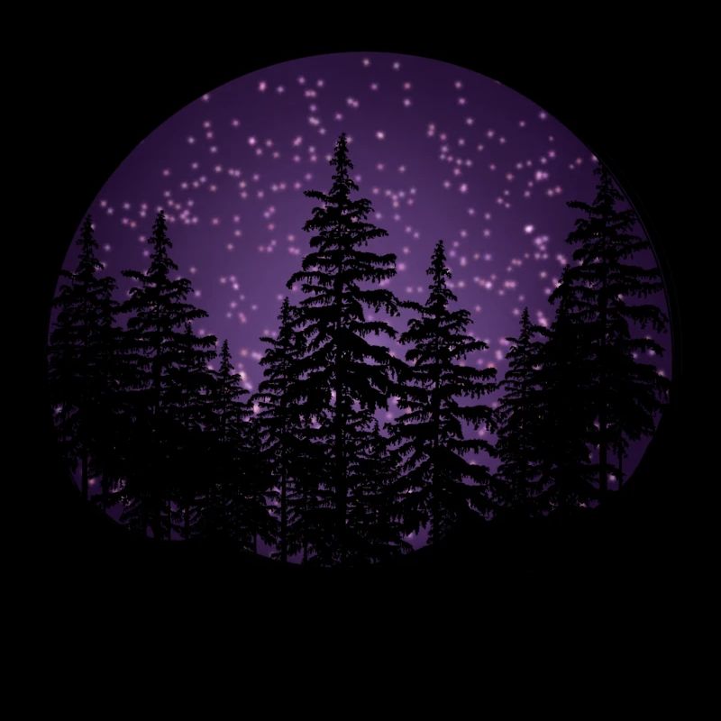 Dunkler Wald mit Lila Hintergrund