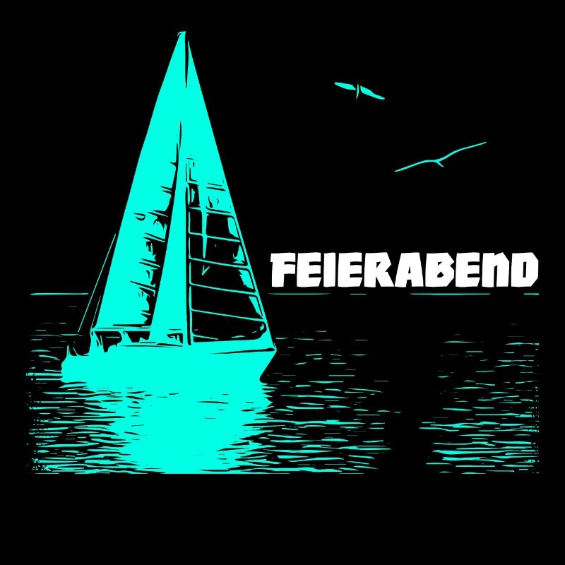 Feierabend Segelboot und 2 Möwen
