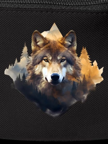 Wolf with mountains
