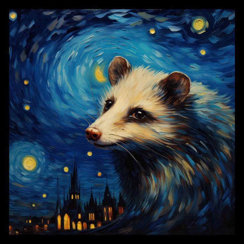 opossum, van gogh, sternennacht, tier