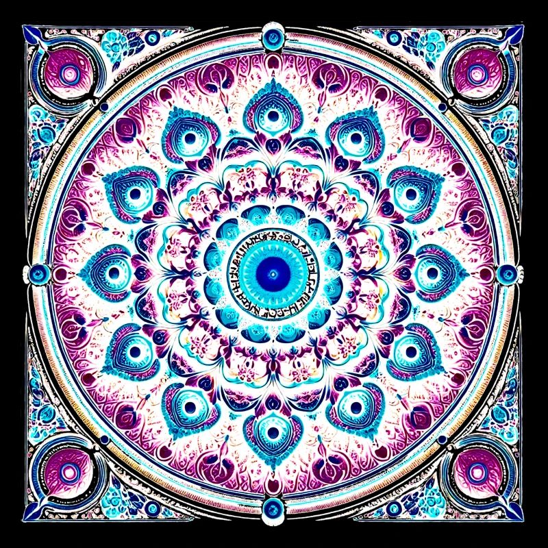 Orbitale Mandala Blau-Rosa