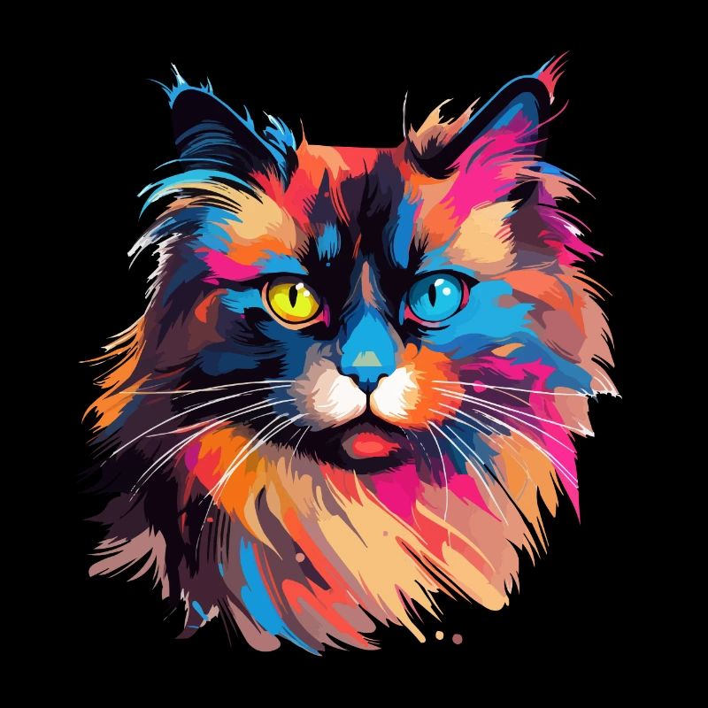 Bunte Birma-Katze Farbkleckse Farbspritzer
