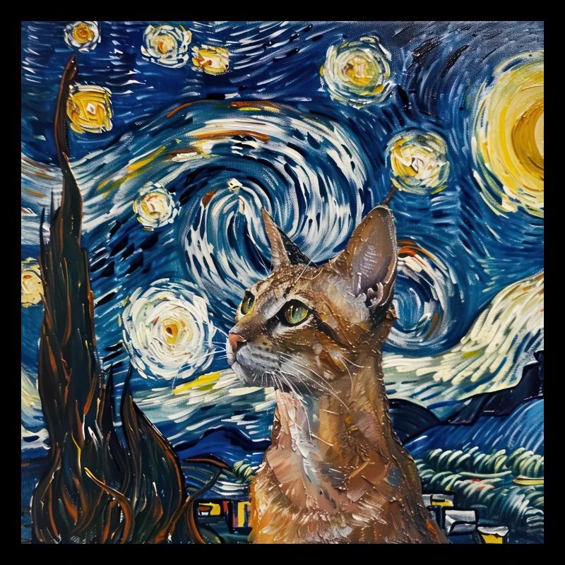 Chat, Motif De Chat, Van Gogh, Nuit Étoilée