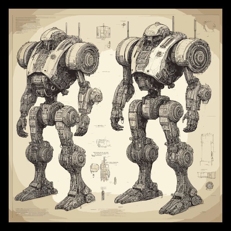 Blueprint / Sepia / Vintage / Retro / Robot
