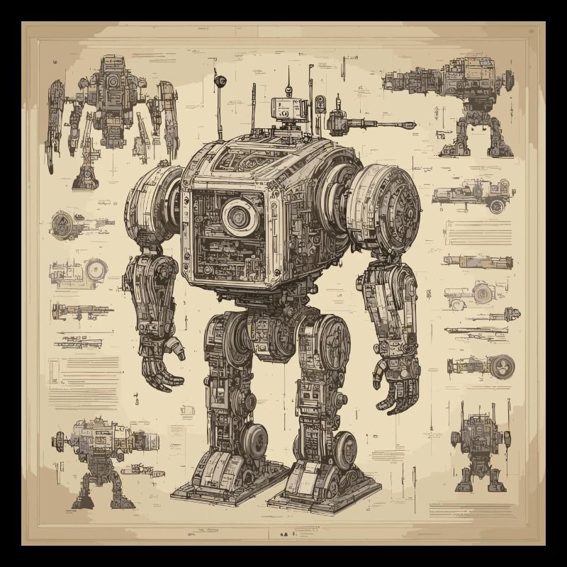 Blueprint / Sepia / Vintage / Retro / Robot