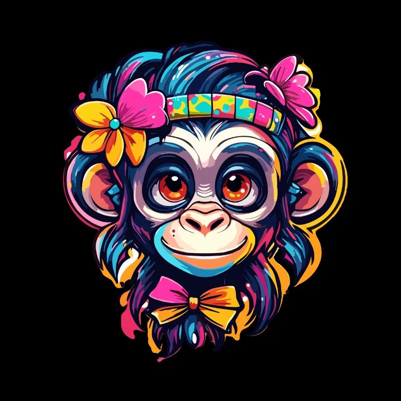 Singe mignon / Fille de singe / Mignon / noeud de cheveux