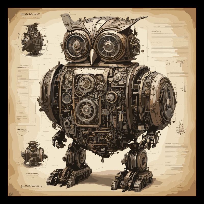 Bauplan / Sepia / Vintage / Retro / Eule