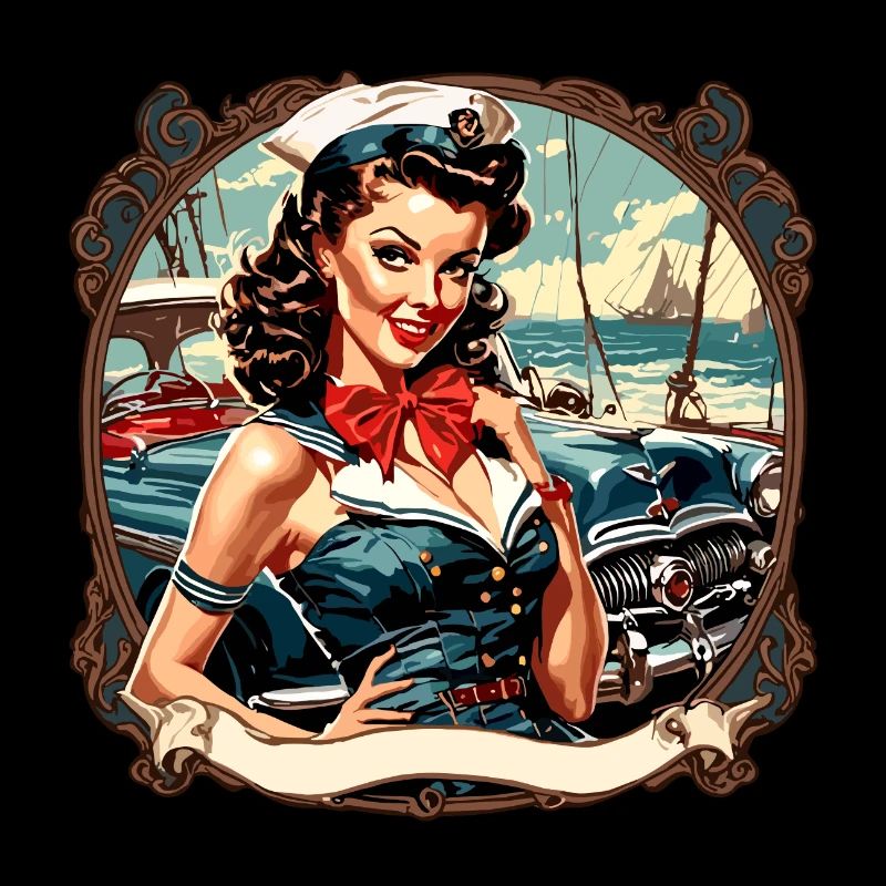 Matrosin / Pinup / Schiff / Boot / Anker / Lady
