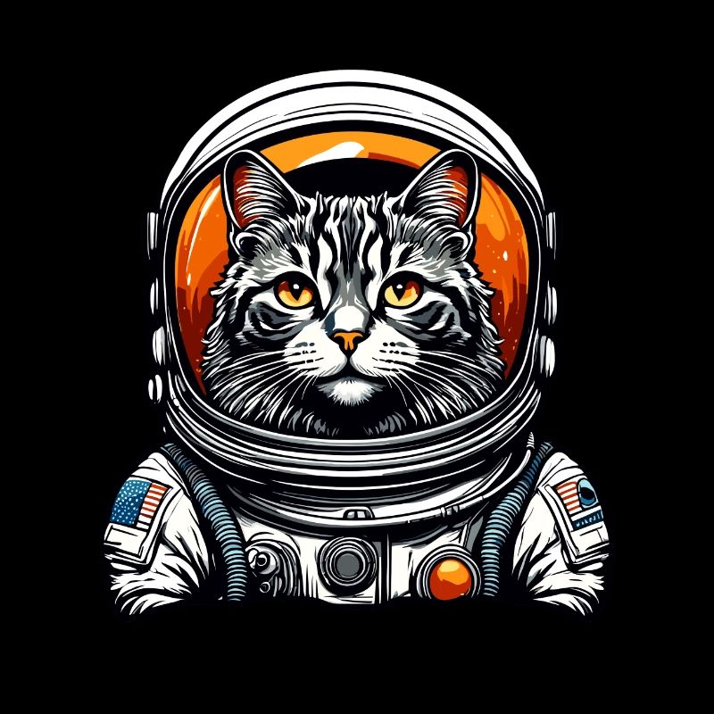 Astronaute / Espace / Animal / Chat / Vaisseau spatial