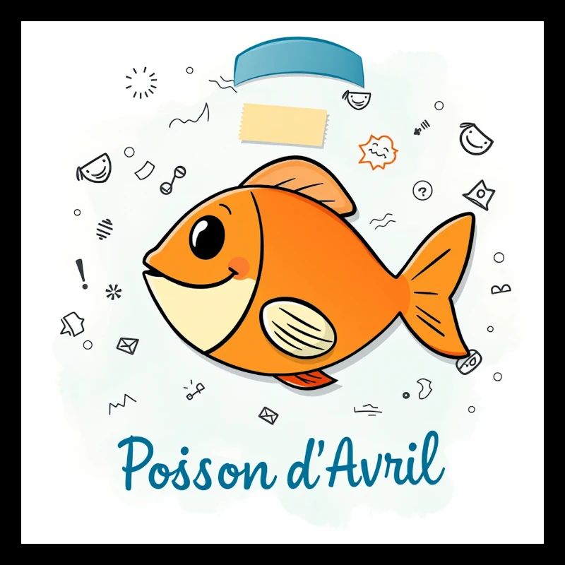 Poisson d’Avril - Orange Cartoon Fish