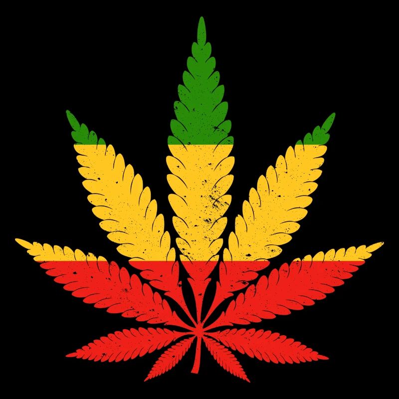 Red Gold Green Rasta Colours Cannabis Leaf