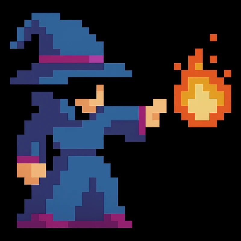 Pixel Wizard and Fire