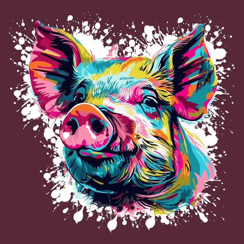 Explosion de couleurs Pop Art Pig Head