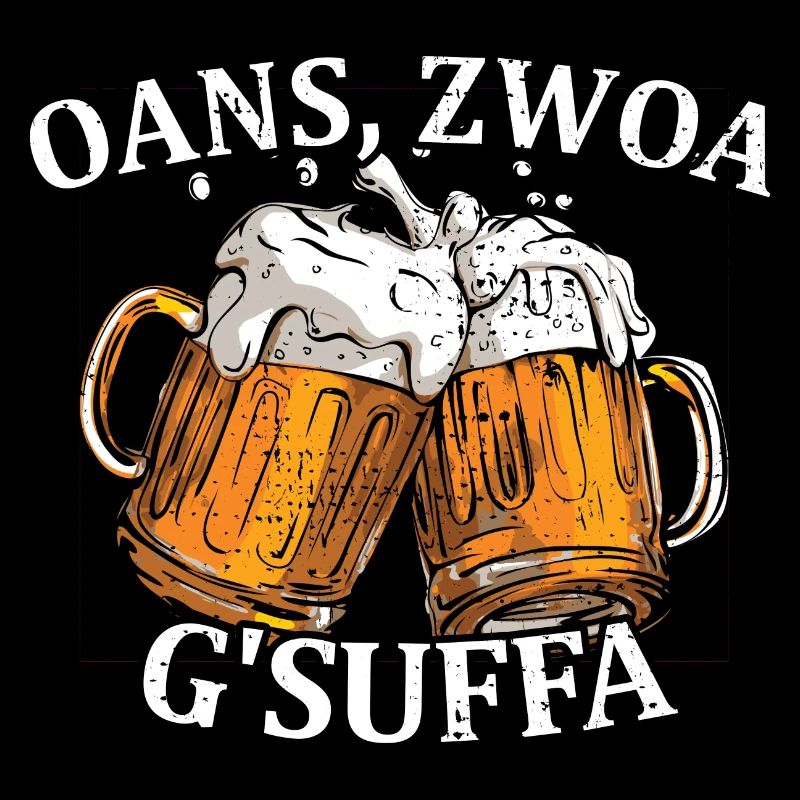 Beer Drinking Oans Zwoa G'suffa German Fest