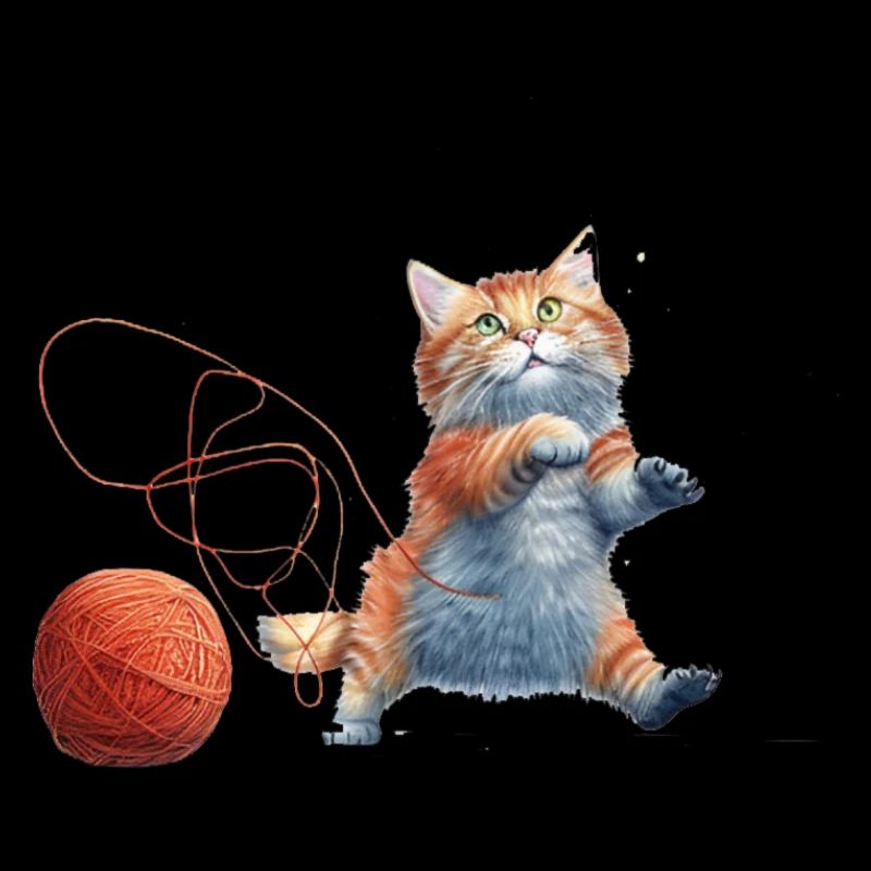 Cat with wool