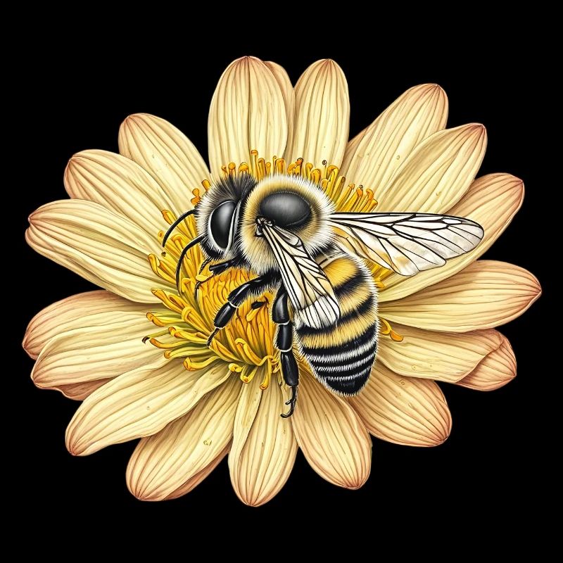 Abeille mignonne et fleur jaune