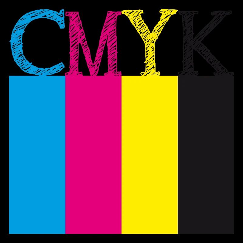 CMYK farbige Buchstaben Farbfelder