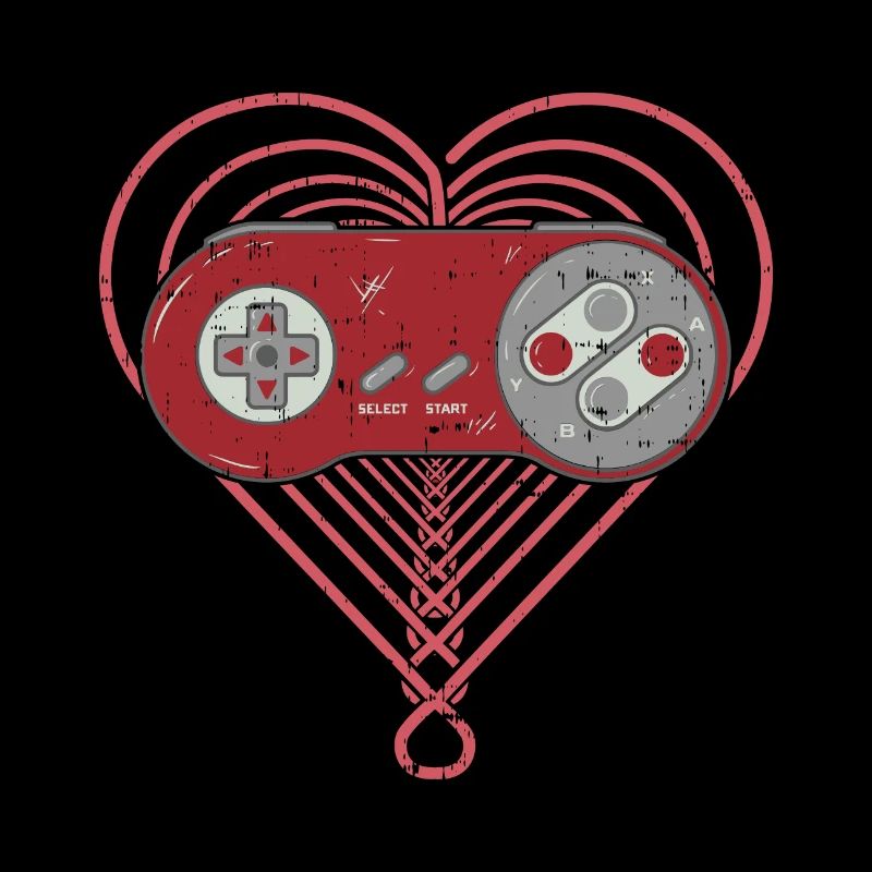 Retro Gaming Controller - Video Games Gampad Heart