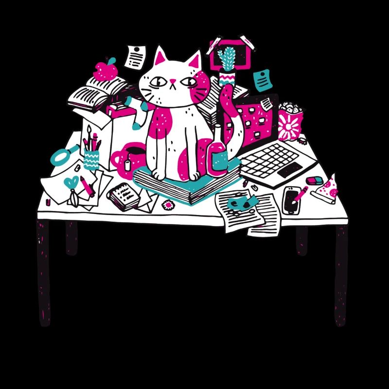 Chat sur le chaos de bureau