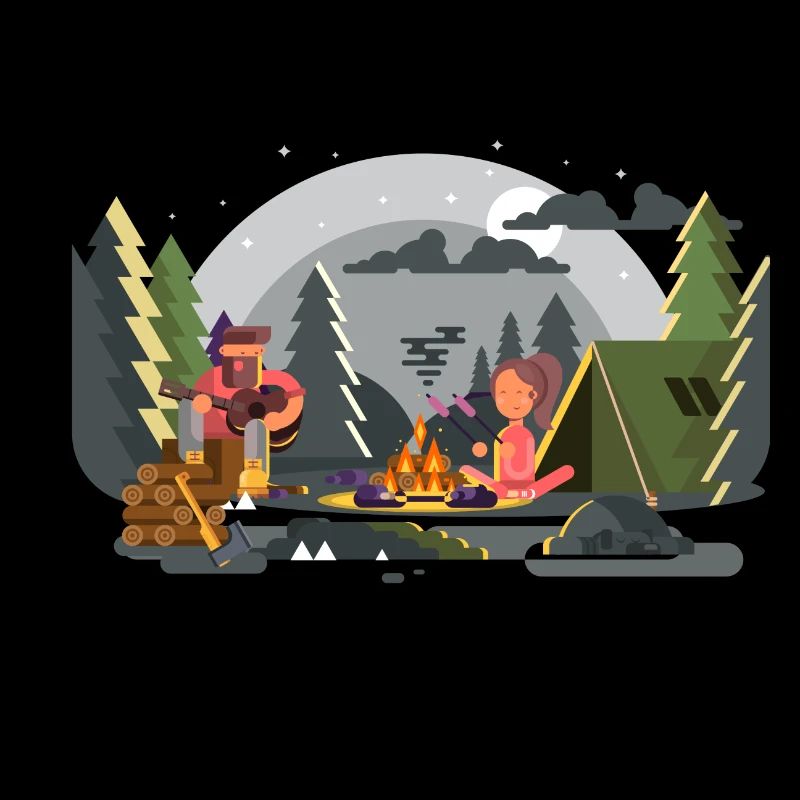 Duo de camping Forêt Feu de Camp