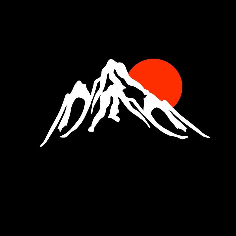 Mountain with red sun