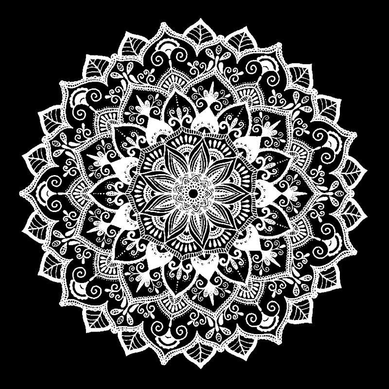 Mandala: hand-drawn in white