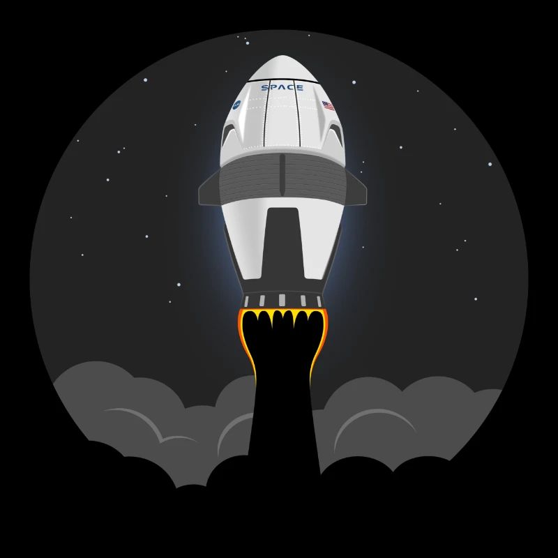 La fusée spatiale vole dans l’espace