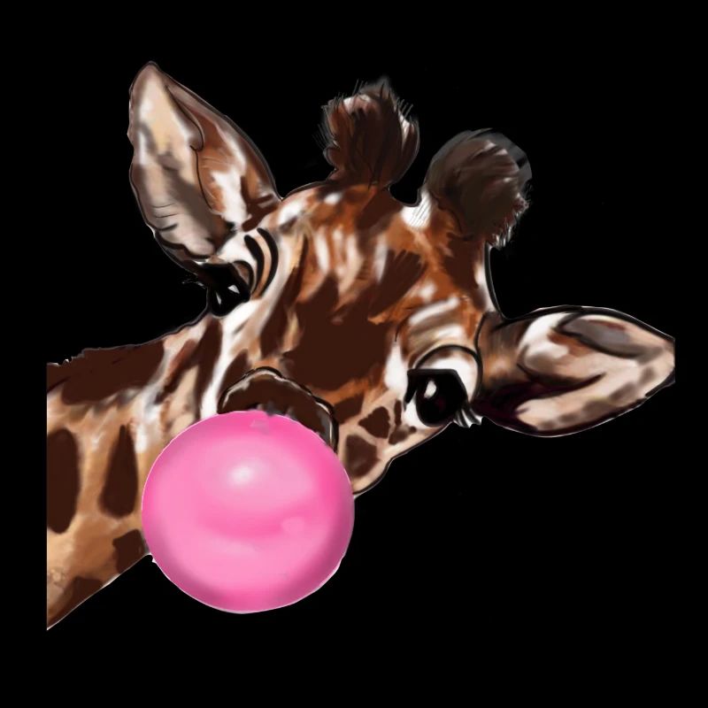 Giraffe with bubble gum