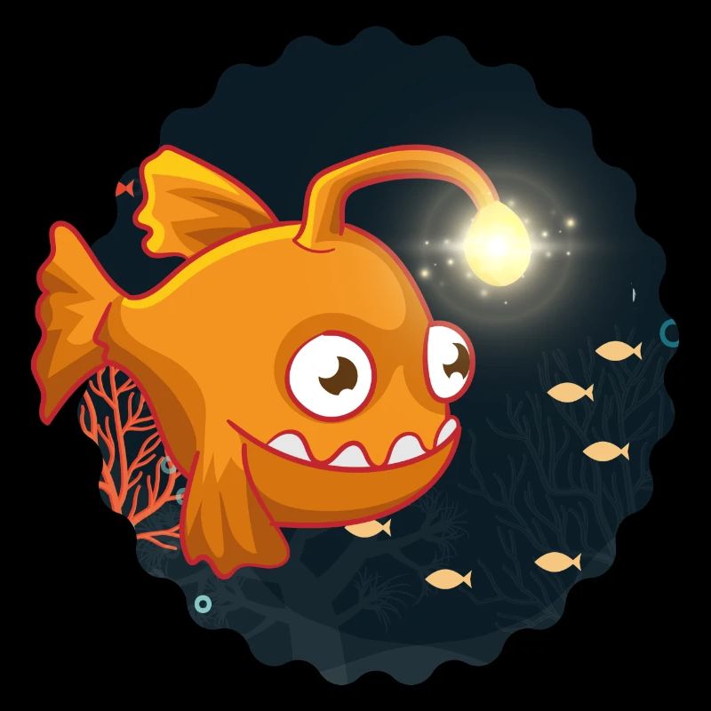Poisson pêcheur lanterne dans l’obscurité