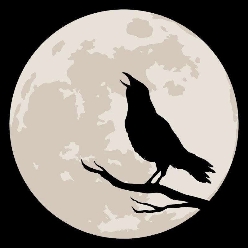 Crow silhouette before full moon
