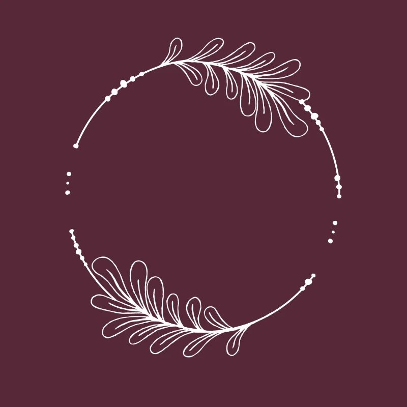 White circle frame with leaves