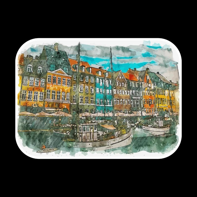 Copenhague Danemark Aquarelle Sketch Illustration