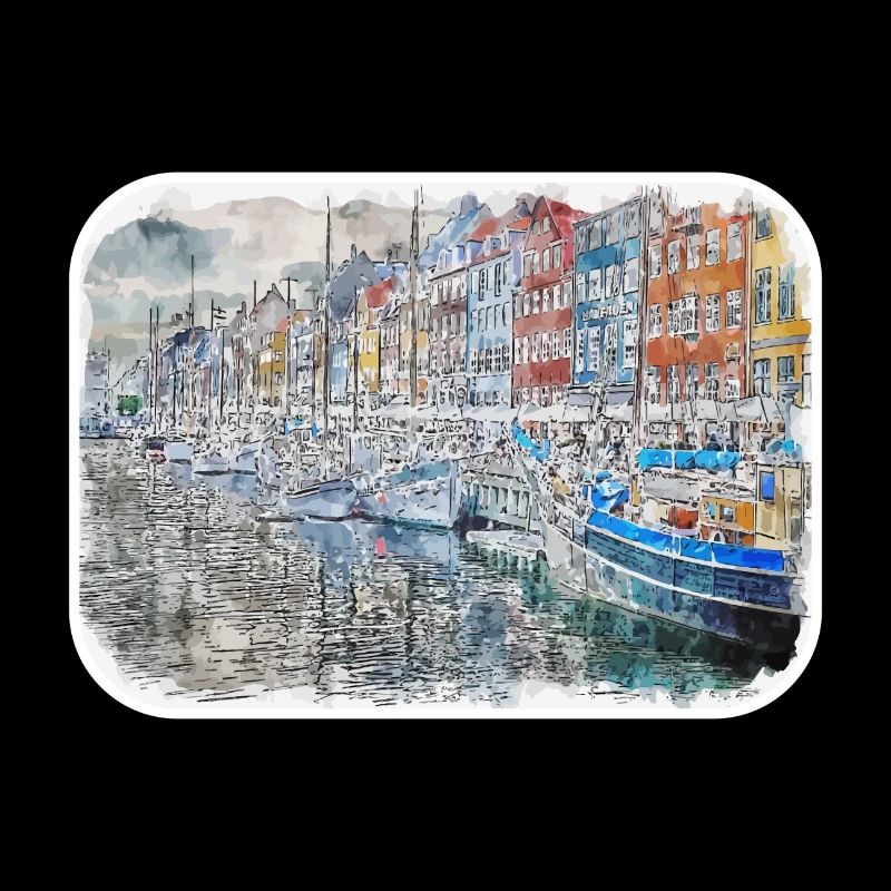 Copenhague Danemark Aquarelle Sketch Illustration