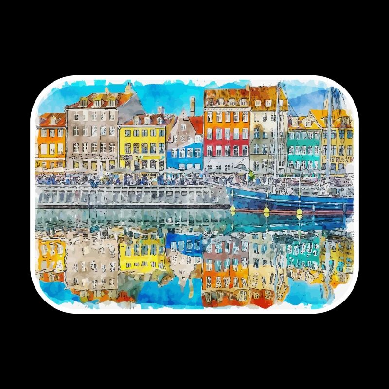 Copenhague Danemark Aquarelle Sketch Illustration