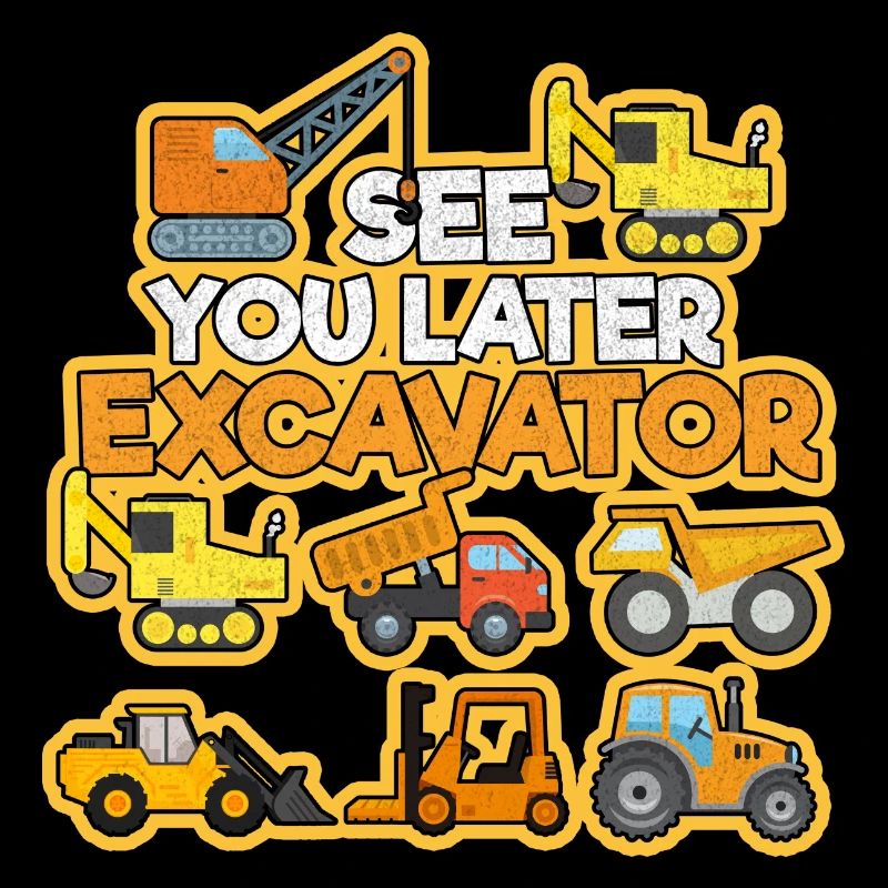 Excavatrice Chantier de construction Ouvrier de construction Camion de construction I Cadeau