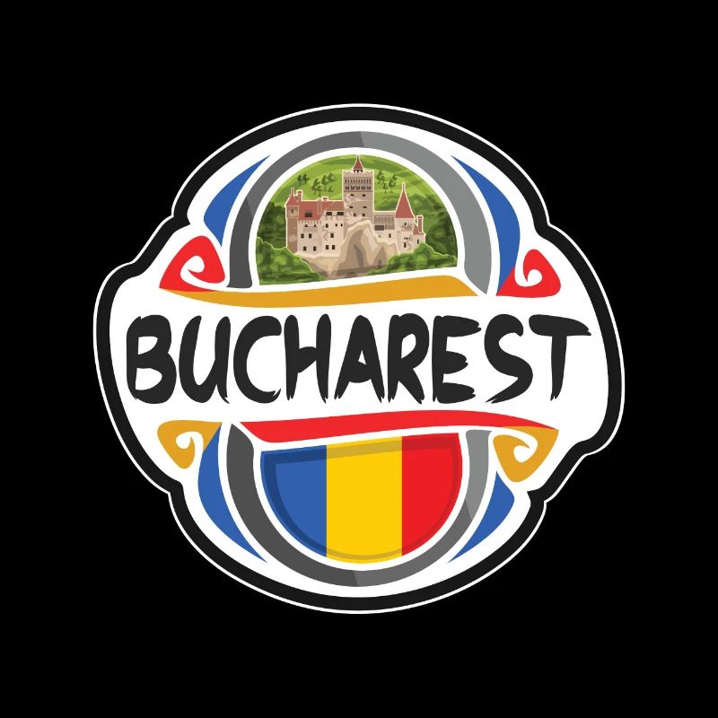 Bucarest Roumanie Drapeau Badge Voyage Souvenir Timbre