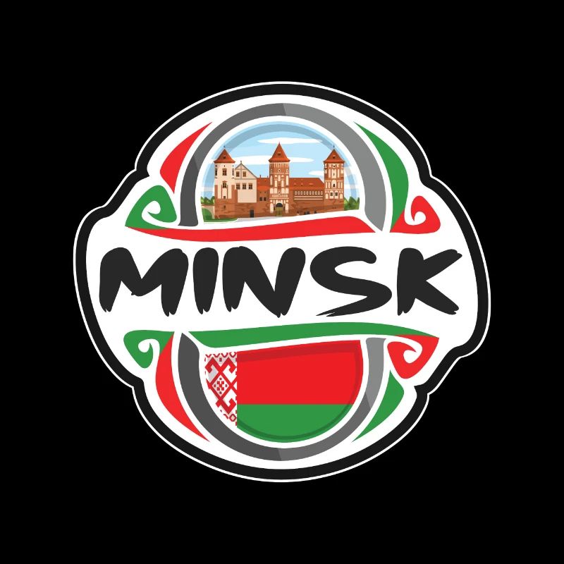 Minsk Biélorussie Drapeau Badge Voyage Souvenir Timbre