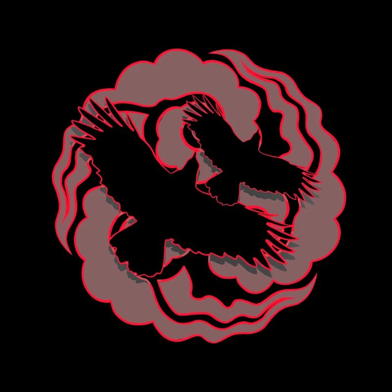 Logo Manga rot / grau Wolken & Krähe