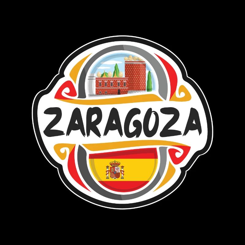 Zaragoza Spanien Flagge Abzeichen Reise Souvenir Briefmarke