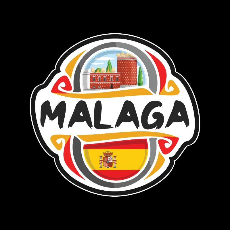 Malaga Spanien Flagge Abzeichen Reise Souvenir Stempel