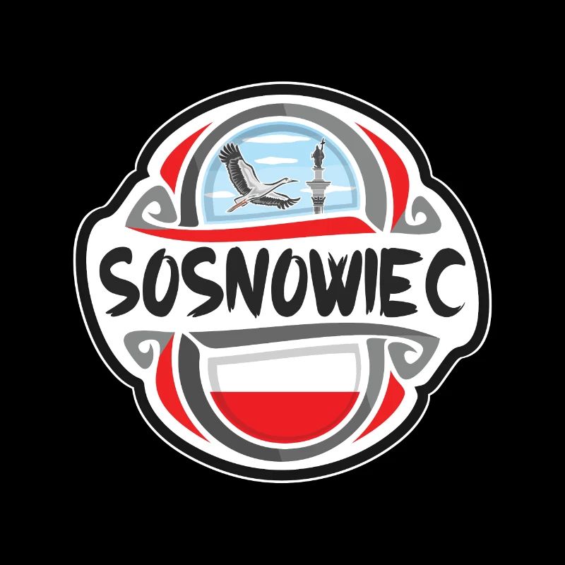 Sosnowiec Polen Flagge Abzeichen Reise Souvenir Stempel