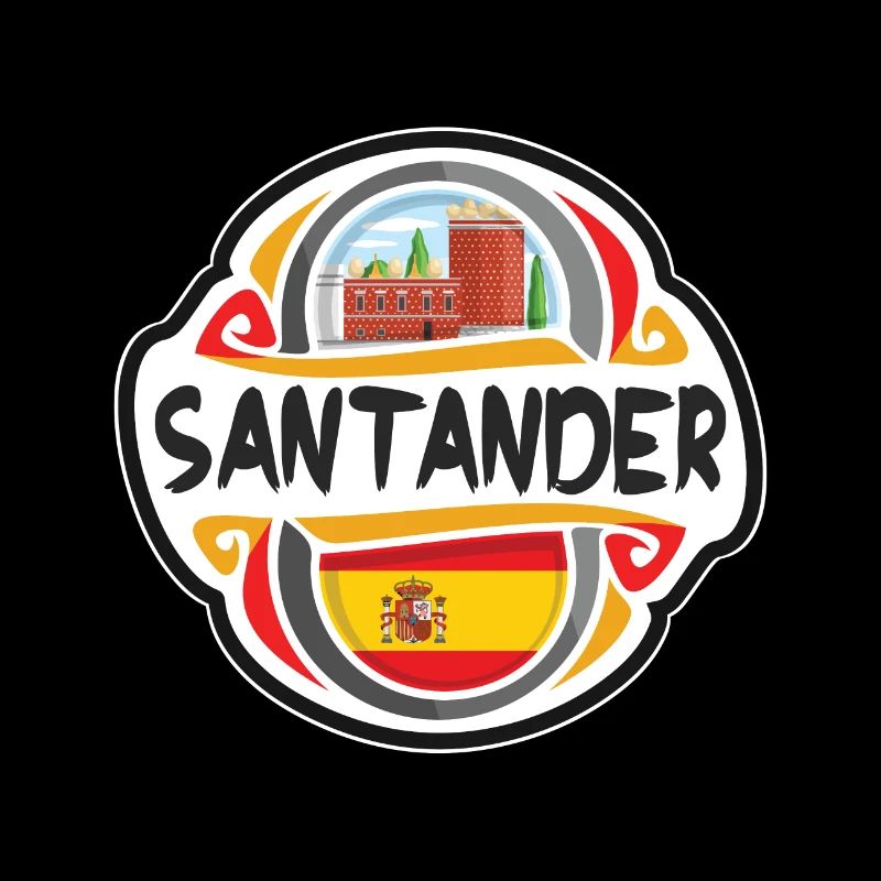 Santander Espagne Drapeau Badge Voyage Souvenir Timbre