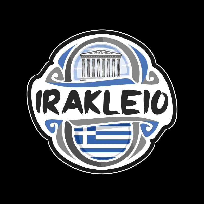 Irakleio Grèce Drapeau Badge Voyage Souvenir Timbre